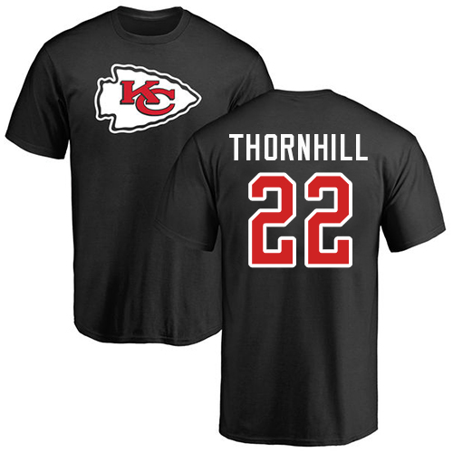 Men Kansas City Chiefs #22 Thornhill Juan Black Name and Number Logo T-Shirt